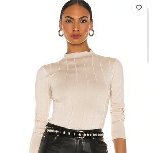 Lovers + friends seamed long sleeve top in beige